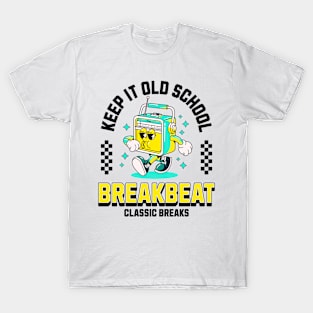 BREAKBEAT  - Keep It Old School Mascot (black/blue) T-Shirt